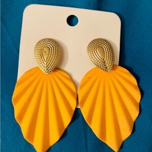 Gold and Yellow Leaf Earrings